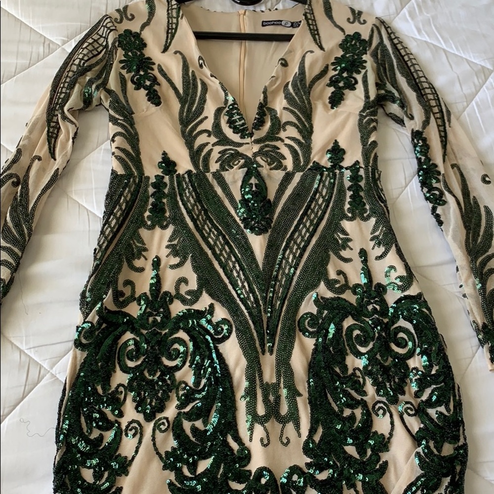 Emerald Green Sequined Dress